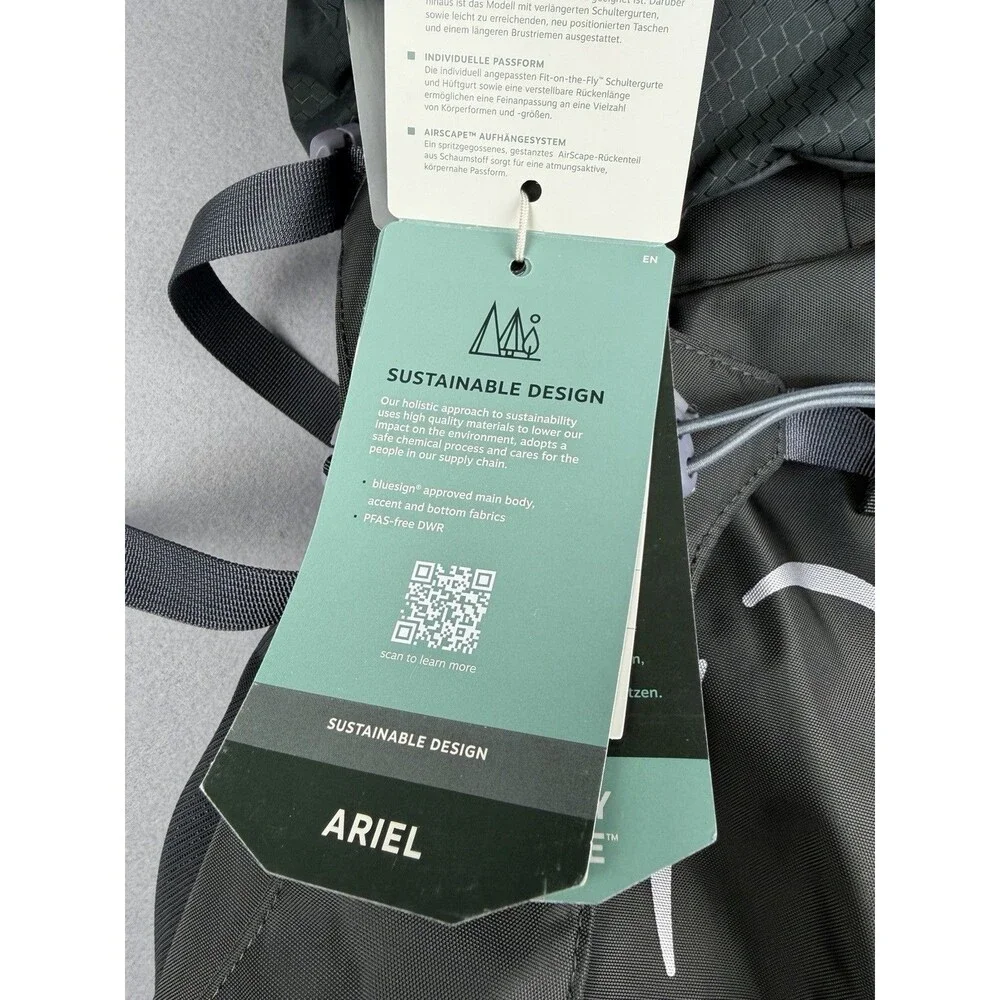 NWT Osprey Ariel 65 L Women’s Hiking Backpack Camping Pack Green Gray 3967 Cu.in - Picture 13 of 16
